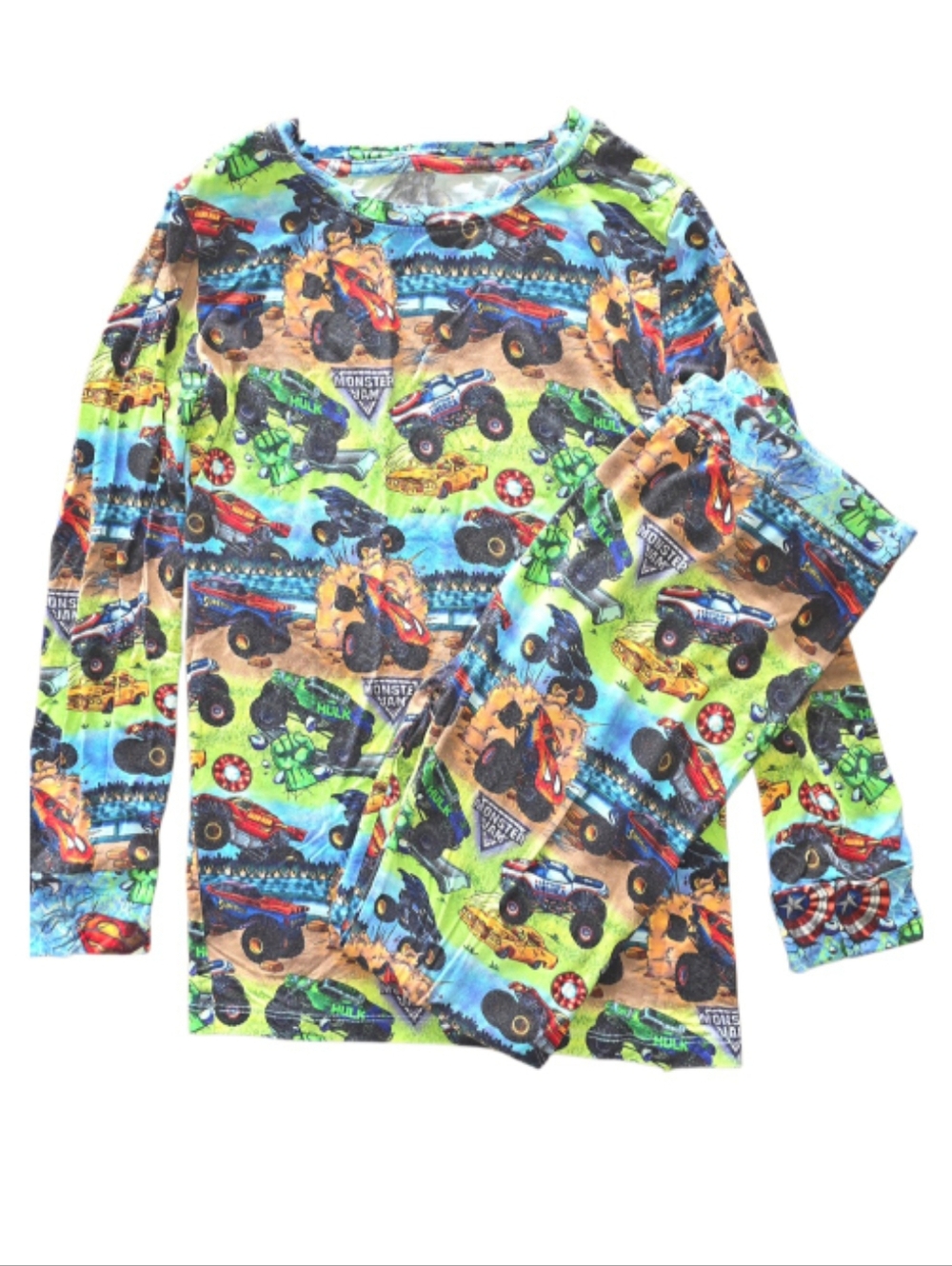 Riley Grace Monster Jam Long Sleeve Shirt & Pants Bamboo PJs Boys Size 9/10 NWOT